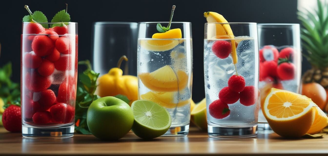 Glass of water with fruits indicating hydration benefits